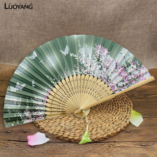 洛陽牡丹 扇子摺扇中國風古風女日式竹復古布夏季和風跳舞蹈摺疊古著小扇子