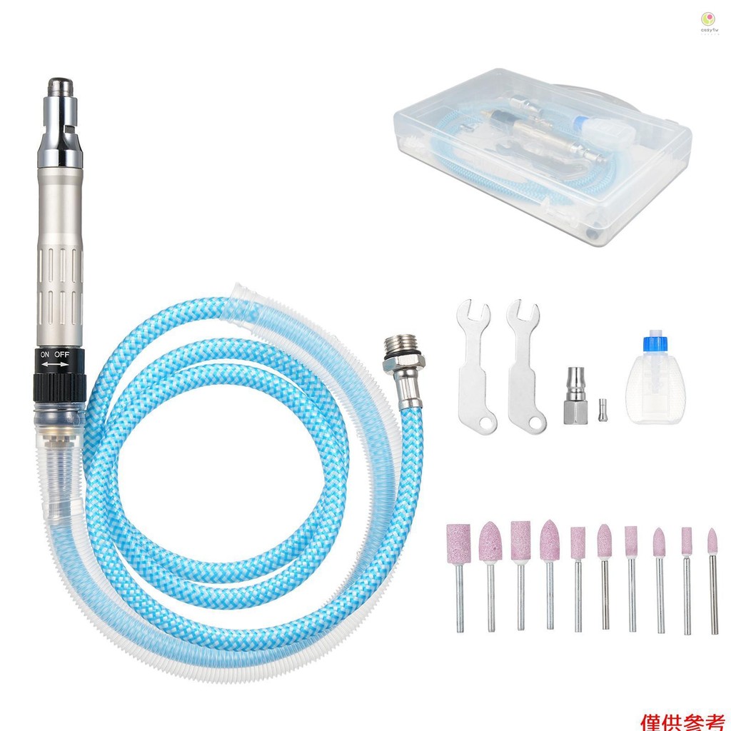 Casytw 鉛筆式空氣研磨機帶空氣軟管 2 筒夾 1/4 英寸氣動旋轉筆無級速度手持式氣動砂光機拋光機研磨雕刻鑽孔工具