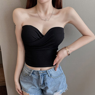 【SHINE GIRL】韓版chic風 小心機性感交叉 吊帶背心 女夏季新款 外穿緊身短版 抹胸潮