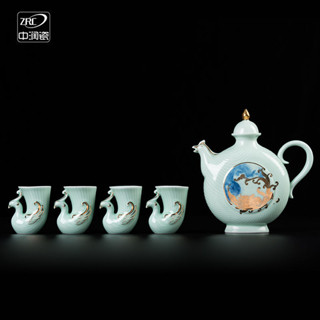 景德鎮陶瓷酒具套裝青瓷仿古酒壺中式分酒器家用酒盅小杯白酒杯 K9WC