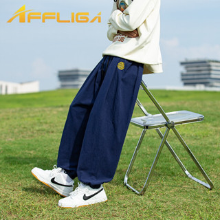 ★AFFLIGA★【M-5XL】男褲刺繡中國風大碼繡花寬鬆時尚休閒褲束腳褲棉麻九分褲男裝