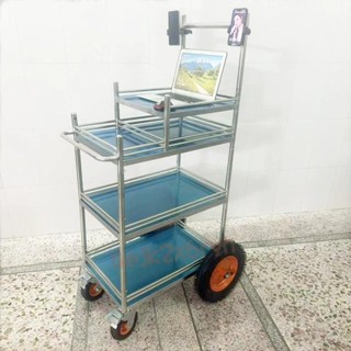 廠家直銷🎉不銹鋼手推車 可移動擺臺 便攜式置物架 商用擺攤車 戶外小推車 升降工具車 直播小推車 伸縮擺攤車 夜市推車