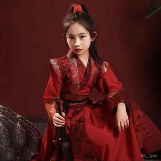 高質感 低價出🌈兒童漢服女童花木蘭cos服裝僊俠女孩劍客飛魚俠客古裝演出服 ZGOQ