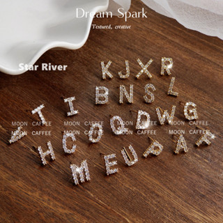 Dream Spark｜26英文字母個性鋯石925銀針鍍14K女耳環