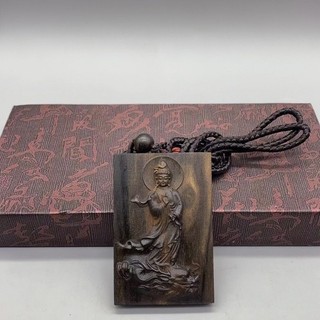 【VAVA工藝品】沉香木雕刻御龍觀音 菩薩木牌子家居掛飾 文玩汽車吊飾保平安