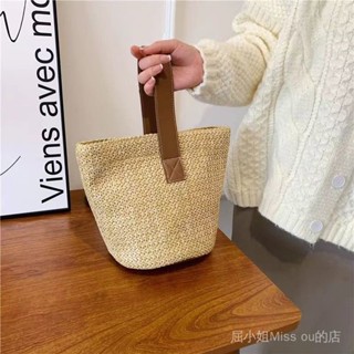 夏天網紅包女編織水桶沙灘新款休閒時尚簡約草編手提小包