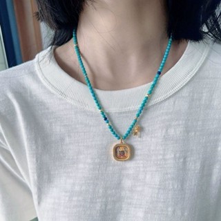 【臺灣出貨】LaVie Studio紮基拉姆擦擦小唐卡新中式國風綠松串珠小眾輕奢高級項鍊女項鍊