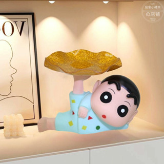 蠟筆小新託盤 鑰匙託盤架 玄關託盤 精緻擺件 可愛的動漫人物蠟筆小新展示架, 託盤裝飾品 收納置物託盤