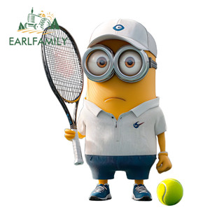 EARLFAMILY Minions Play Tennis 可愛車貼擋風玻璃摩托車筆記本電腦個性 JDM 乙烯基防水貼