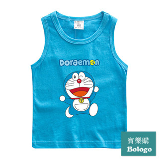 Doraemon 兒童無袖背心夏裝新款男童圓領薄款上衣女童純棉哆啦A夢卡通衣服