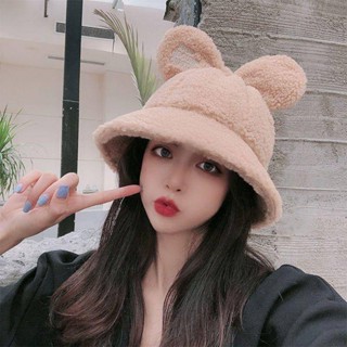 帽子女冬季羊羔毛新款百搭可愛兔耳帽時尚加絨保暖網紅漁夫帽韓版雷鋒帽 針織帽 毛帽 保暖帽 可愛帽子 毛絨帽子