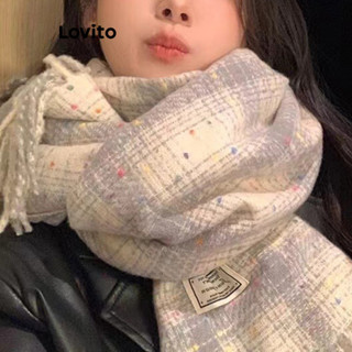 lovito復古格紋韓國格紋圍巾柔軟流蘇學生情侶大氣圍巾女 lfa55283