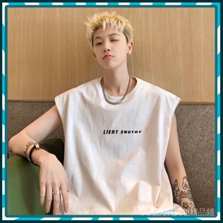 🔥臺灣熱賣🔥【店鋪熱銷】純棉背心男潮牌夏季外穿運動跨欄馬甲薄款ins寬鬆坎肩印花無袖T恤🎉全館下殺🎉228-7-B