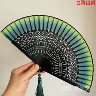 臺灣出貨/複古雙色漸變5寸女扇夏季小扇子扇漢服摺扇方便攜帶日用扇/滿99出貨