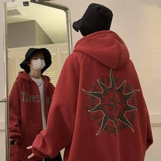 NANS 臺灣現貨 薄外套 外套 歐美高街男潮牌衛衣連帽拉鍊開衫秋冬款寬鬆情侶美式oversize外套