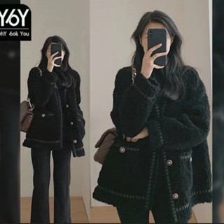 實拍韓版美裝胖MM大碼女裝『40-100㎏可穿』M-4XL鞦鼕新款爆款加絨加厚小香風韓係高階感胖妹妹顯瘦羊羔毛外套上衣