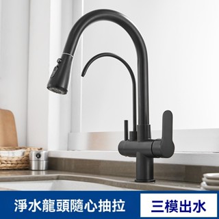 【艾萊斯】廚房抽拉式全銅三合一 淨水器水龍頭家用旋轉直飲水機 洗菜洗碗水槽