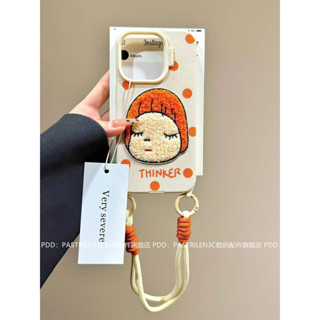 小眾ins風刺繡奈良美智 適用蘋果iPhone15/14/13/12 pro手機殼 防摔 蘋果16promax全包保護殼