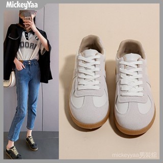 【 mickeyyaa服飾舘】德訓小白鞋女2025春季新款韓版學生跑步運動休閒鞋網紅街拍闆鞋潮