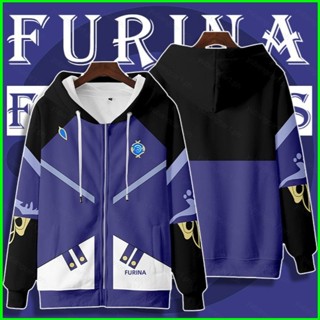 YB1 動漫 Genshin Impact 夾克 Furina Focalors 3D 外套中性角色扮演連帽衫上衣 Fo