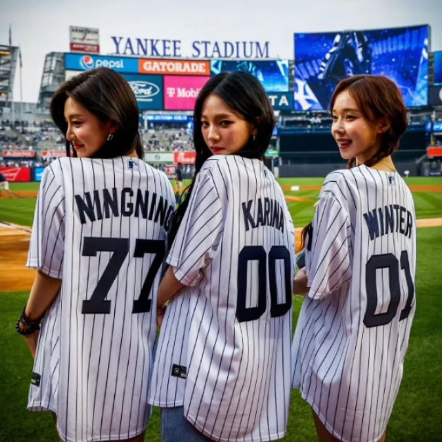 【速發球衣】個性棒球服訂製 Yankees球衣韓國女團aespa同款舞臺表演服表演服
