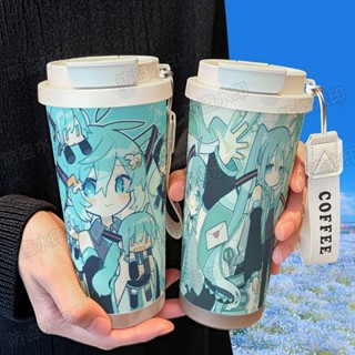 【免運】初音未來miuku周邊保溫杯316不鏽鋼大容量吸管車載雙飲咖啡杯隨行杯 咖啡 保溫瓶 水杯