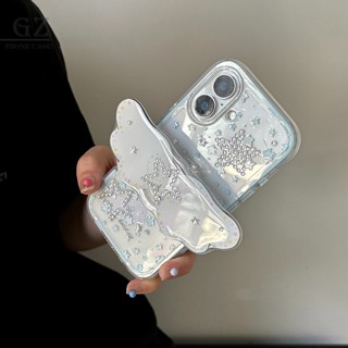 星星可愛翅膀支架透明矽膠 適用iPhone 16 15 14 13 Pro Max i15 i16 16pro 手機殼