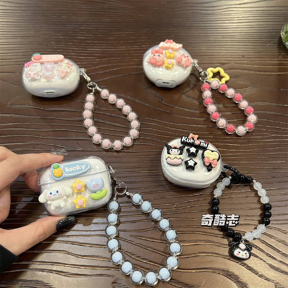 DIY手工鏈條適用於MONSTER魔聲XKT08透明防摔軟殻無綫耳機套五角 Spot goods