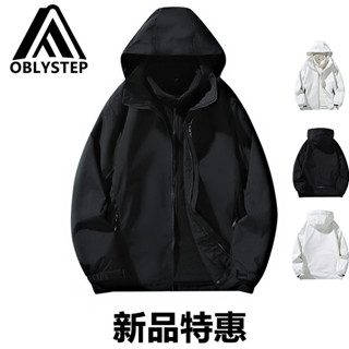 【OBL戶外服飾】臺出貨 可脫卸衝鋒衣男女 大尺碼外套 衝鋒衣外套 戶外運動外套 外套防風防水三合一可拆卸戶外登山服秋冬