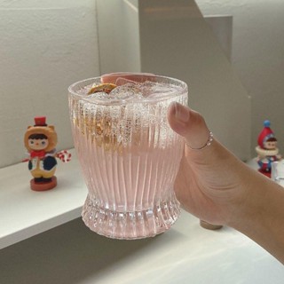 🚀臺灣出貨🚀【熱銷】豎紋ins加厚玻璃杯小細腰條紋個性玻璃杯水杯家用茶杯牛奶咖啡杯