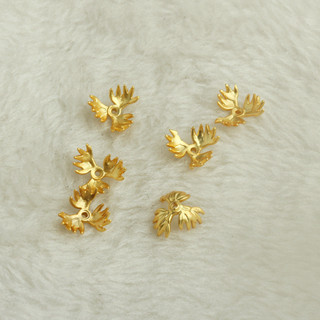 宏雲Hongyun-tl- (50pcs/份）- 沙金包金保色大號三瓣太陽花花托 diy手工飾品配件 竹葉珍珠花帽