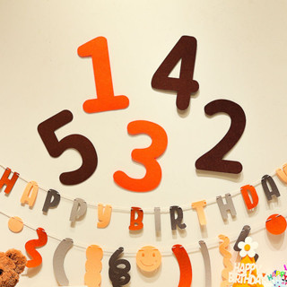 🎉網紅ins風兒童寶寶毛氈無紡佈數字生日裝飾 週嵗派對佈置 拍照道具 氣球套組 派對裝飾 拍照道具 佈置 裝飾