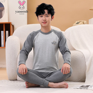 【YAOEENH】140-180CM 秋冬青少年中領內衣套裝 男童秋衣衛生褲家居服兩件套 現貨 快速出貨