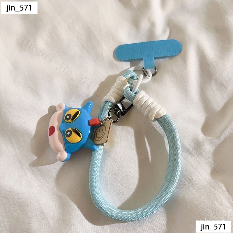 小清新卡通 蠟筆小新/小白/超人小新/肥嘟嘟左衛門 弔墜手機殻 掛繩短款手鏈 耐用結實編織 女繩掛繩