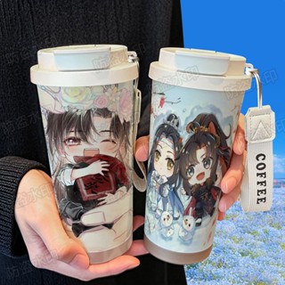 【免運】魔道祖師Q版可愛保溫杯316不鏽鋼大容量吸管車載雙飲咖啡杯隨行杯 咖啡 保溫瓶 水杯