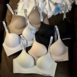 無痕輕薄內衣女字母肩帶夏一片式內衣聚攏無鋼圈大胸顯小美背文胸