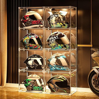 🔥臺灣出貨 機車頭盔收納櫃 安全帽收納 安全帽架 展示櫃 手辦櫃 模型櫃 頭盔展示架 高透展示櫃 公仔展示櫃