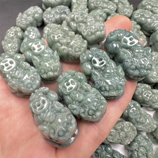 宏雲Hongyun-jf-(1pcs)- 俄料翡翠a貨工藝豆種小貔貅配件玉石吊墜掛件玉器工藝品廠家