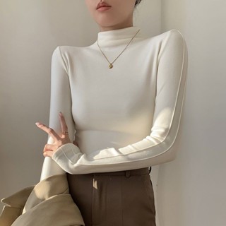愛依依 上衣 長袖T卹 發熱衣 保暖 中大尺寸S-3XL 新款半高領德絨內搭設計感小眾加絨加厚保暖長袖t卹-1233.