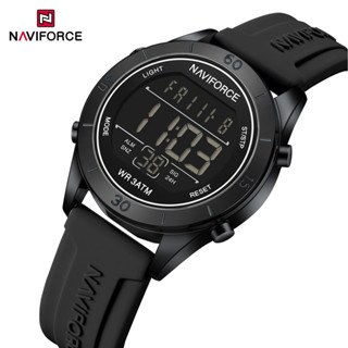NAVIFORCE NF5054 LCD 數字時尚運動女士手錶防圓形矽膠錶帶電子鐘女士經典腕錶