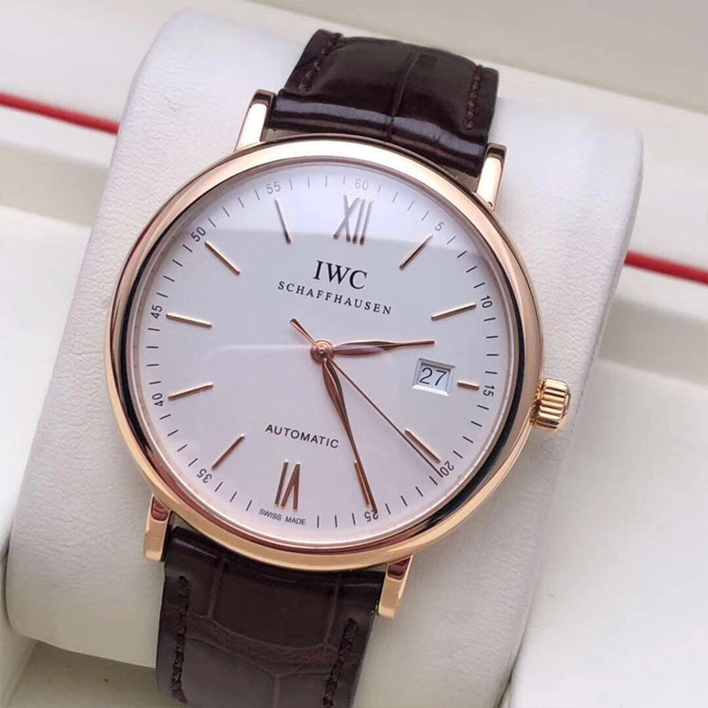 Finota IWC18K 男士手錶全自動腕錶機械玫瑰金柏樹 IWC
