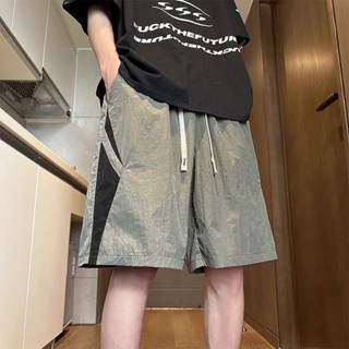 <<現貨下單>>【店鋪熱銷】夏季休閒短褲男潮牌冰絲透氣速乾薄款寬鬆褲子運動潮流沙灘五分褲