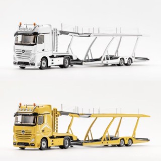 GCD 1:64賓士Actros 雙層汽車運輸車 拖車 黃白 閤金汽車模型收藏