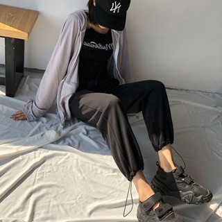 一家有趣的店👒294運動褲女寬鬆束腳哈倫褲子九分工裝休閒褲純棉小腳衛褲燈籠褲🎅