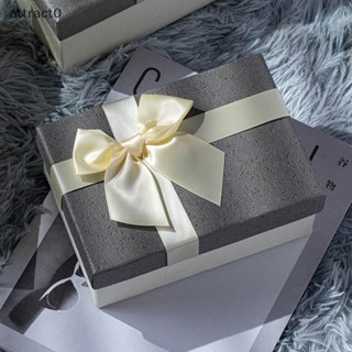 Attact蝴蝶結禮盒灰色長方形禮盒結婚禮物週年生日情人節禮盒tw