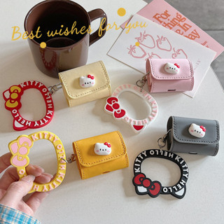 Airpods 4 Pro 2 3 1 少女卡通 3D Hello Kitty 裝飾防震 PU 皮革翻蓋耳機套包帶吊環無