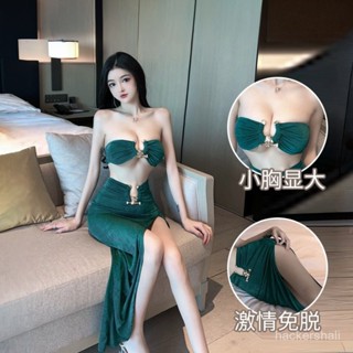 套裝性感愛如如包臀長裙情趣內衣抹胸高開叉舞會緊身誘惑夜店長裙開叉長裙性感開衩長裙性感長裙緊身女裝