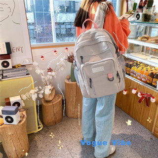 書包女高中大學生原創小眾百搭簡約大容量帆布電腦包2025年後揹包【Vogue Vibe】
