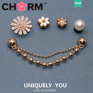 metal jibbitz cross charms 洞洞鞋鞋釦 鞋花 金屬珍珠花朵 吊墜 ins時尚鞋飾品