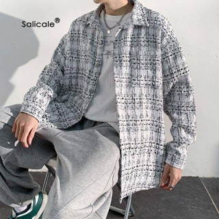NANS 臺灣現貨 夾克外套 Salicale/聖利卡小香風外套男士春秋冬季ins潮流格子襯衫寬鬆夾克